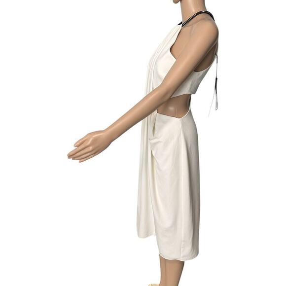 NWT Halston Heritage White Draped Halter Cocktail Dress with Cutouts (6) - Picture 4 of 16